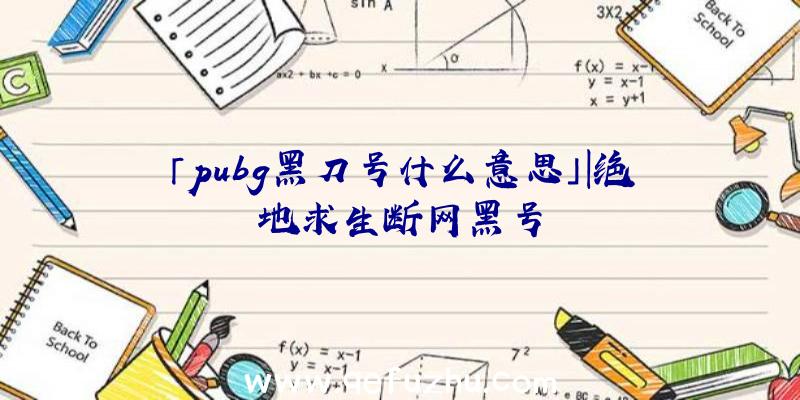 「pubg黑刀号什么意思」|绝地求生断网黑号